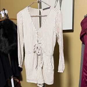 Abercrombie & Fitch Striped Cream and Pink Romper